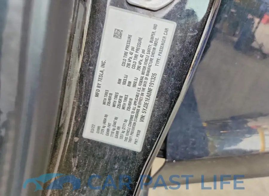5YJ3E1EA8NF191326# 12