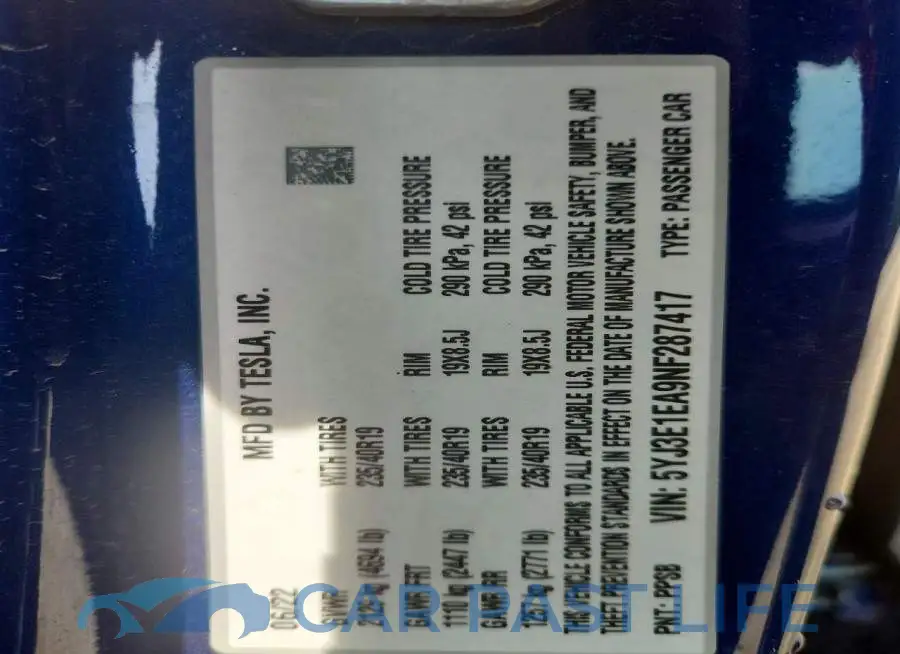 5YJ3E1EA9NF287417# 13