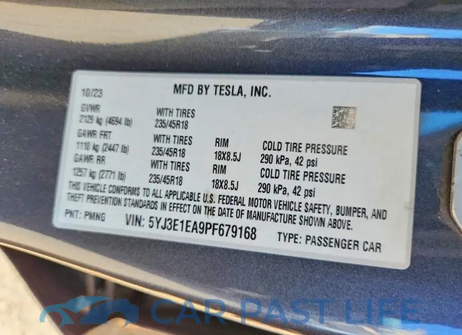 5YJ3E1EA9PF679168# 12