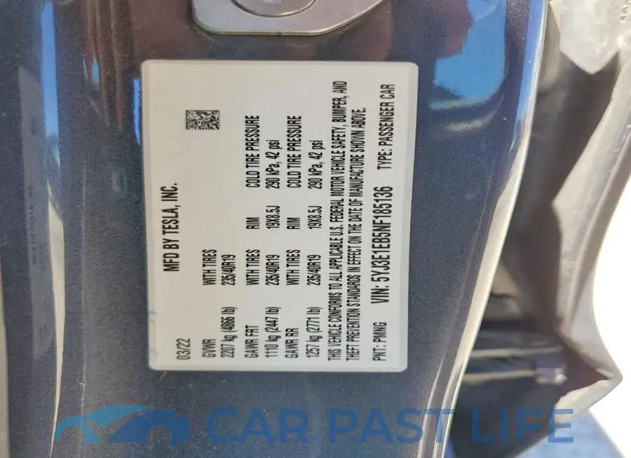 5YJ3E1EB5NF185136# 12