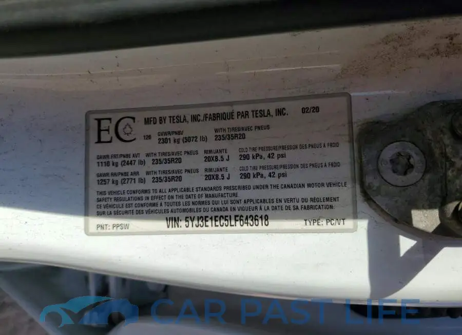 5YJ3E1EC5LF643618# 12