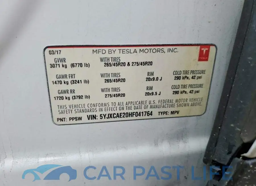 5YJXCAE20HF041764# 13