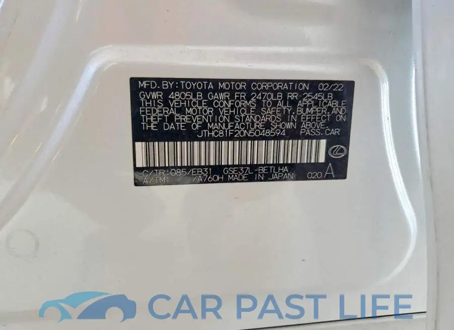 JTHC81F20N5048594# 12