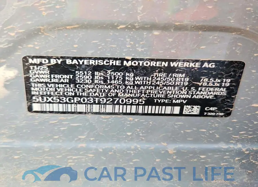5UX53GP03T9270995# 12