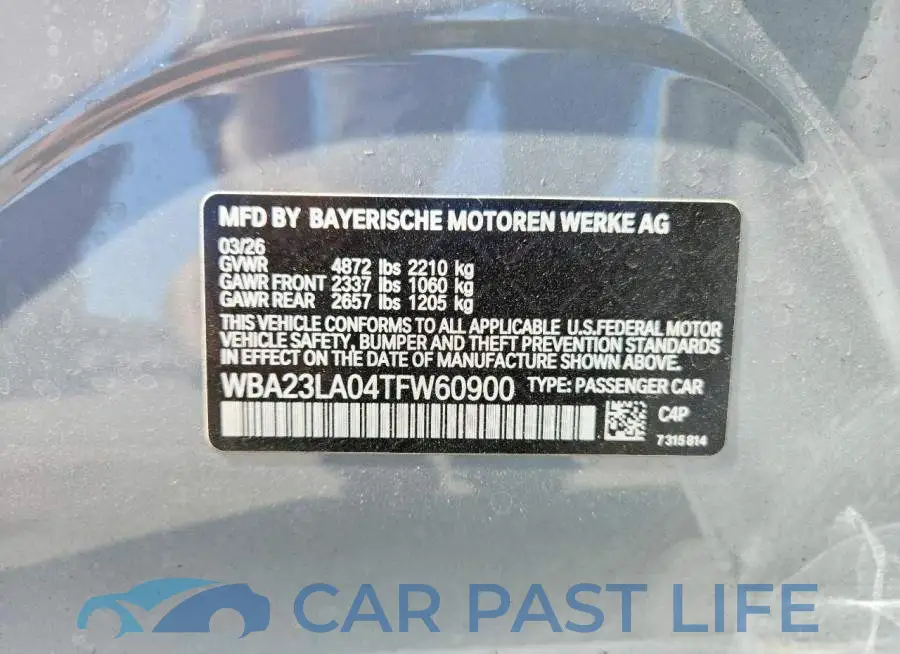 WBA23LA04TFW60900# 12