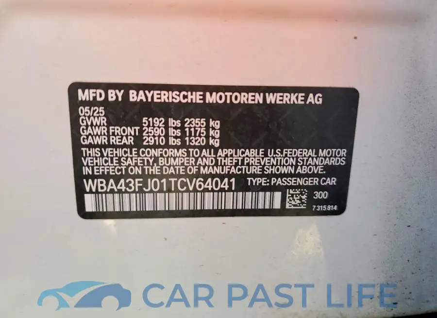 WBA43FJ01TCV64041# 12