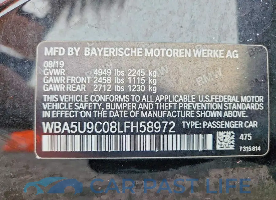 WBA5U9C08LFH58972# 12