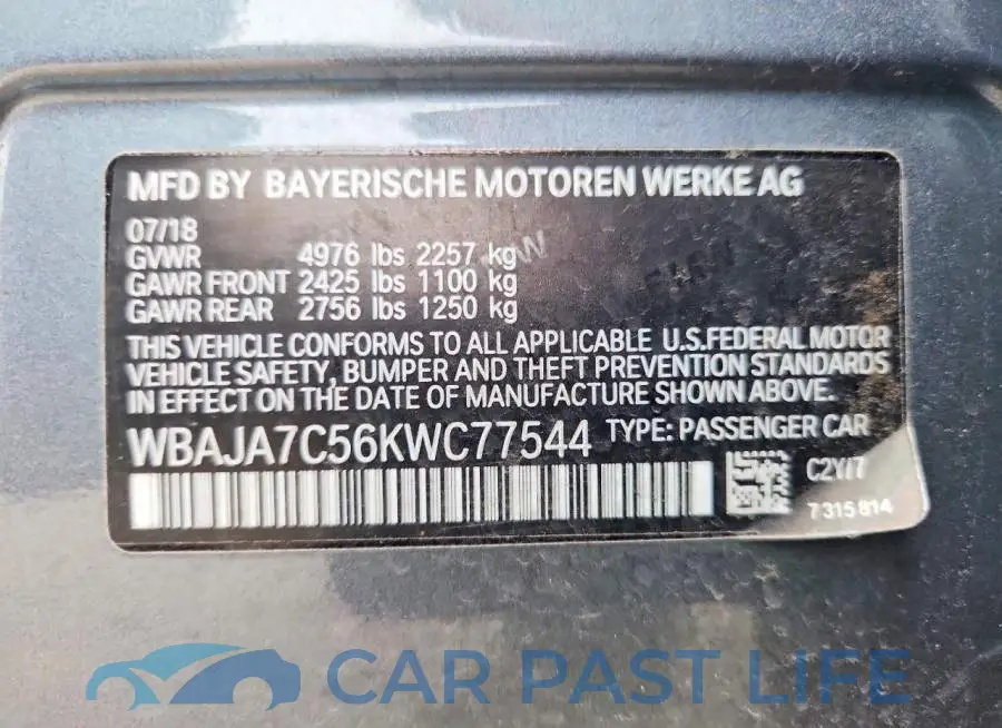 WBAJA7C56KWC77544# 12