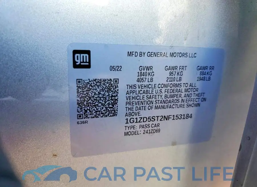1G1ZD5ST2NF153184# 12