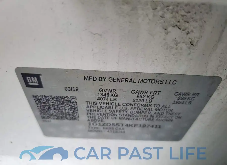 1G1ZD5ST4KF197411# 12