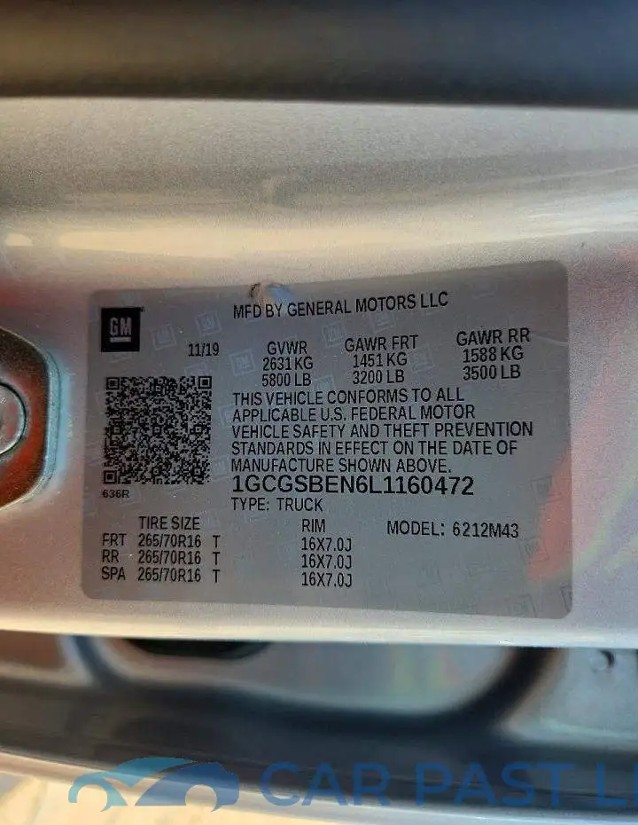 1GCGSBEN6L1160472# 13