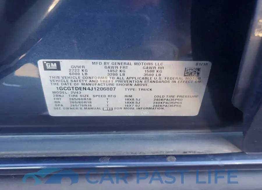 1GCGTDEN4J1206807# 12