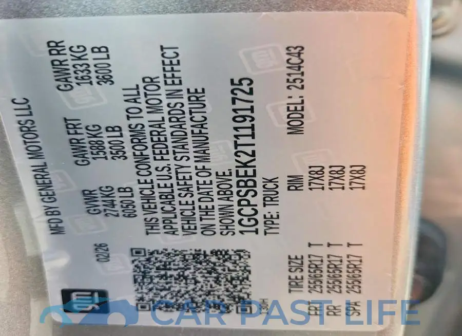 1GCPSBEK2T1191725# 12