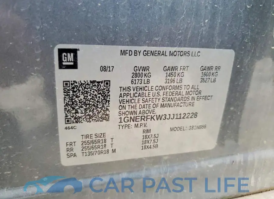 1GNERFKW3JJ112228# 13