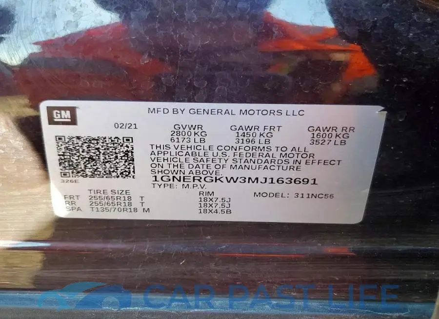 1GNERGKW3MJ163691# 13