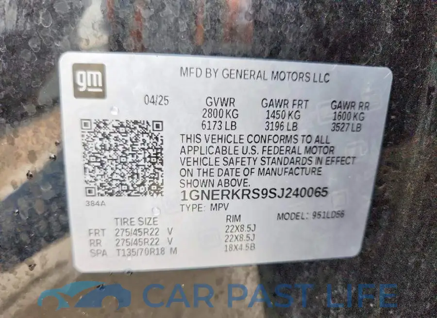 1GNERKRS9SJ240065# 13