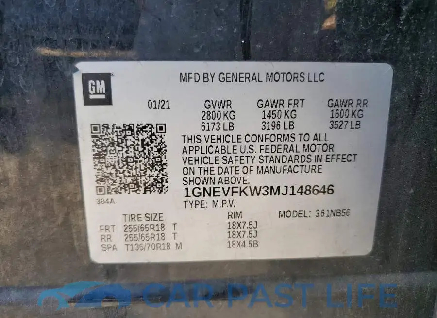 1GNEVFKW3MJ148646# 13