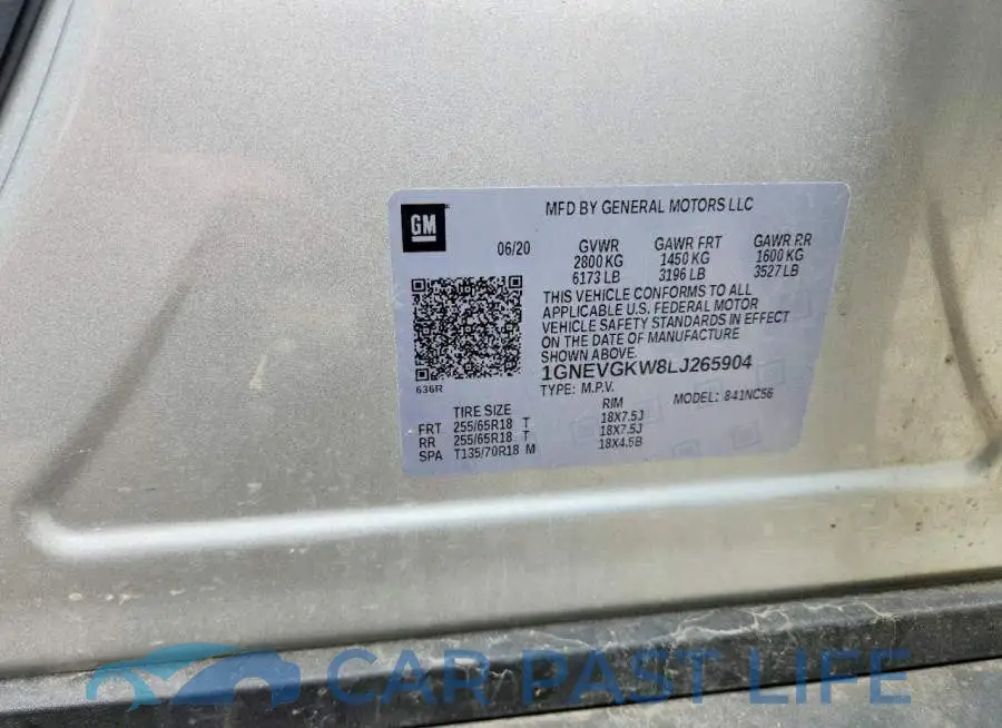 1GNEVGKW8LJ265904# 13