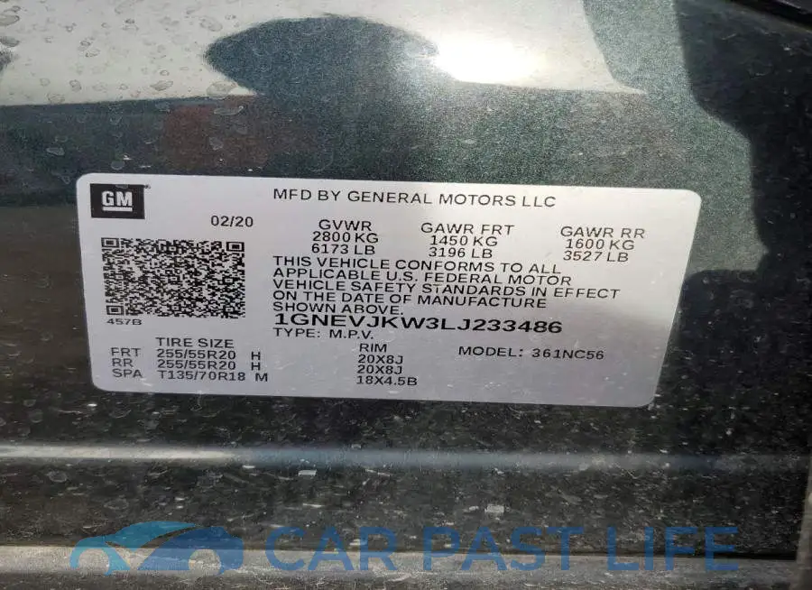 1GNEVJKW3LJ233486# 13