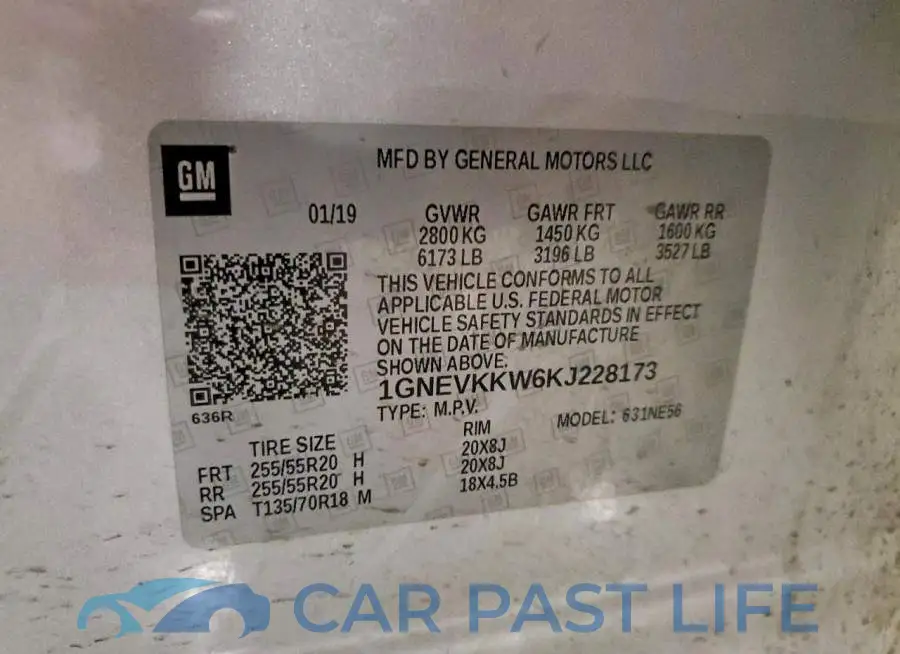 1GNEVKKW6KJ228173# 13