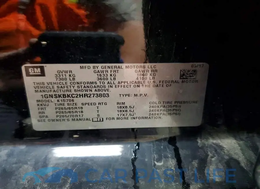 1GNSKBKC2HR273803# 13