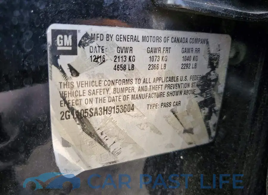 2G1105SA3H9153604# 12