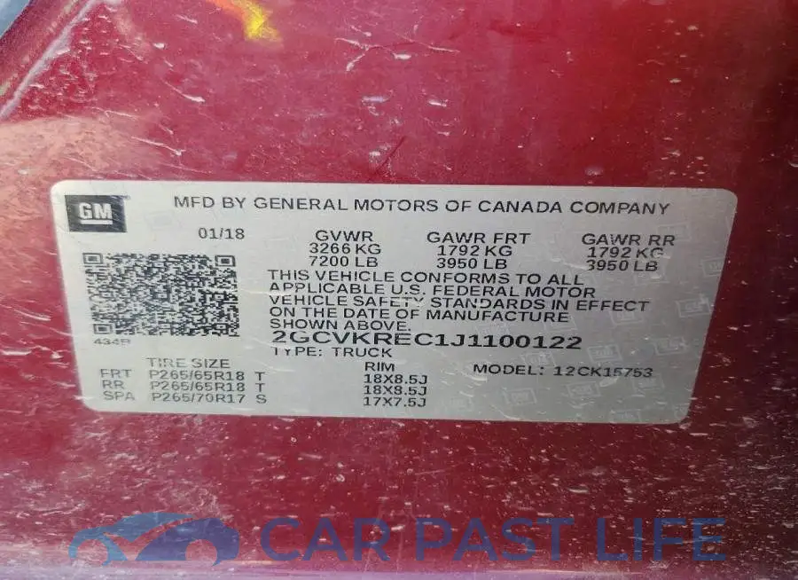 2GCVKREC1J1100122# 12