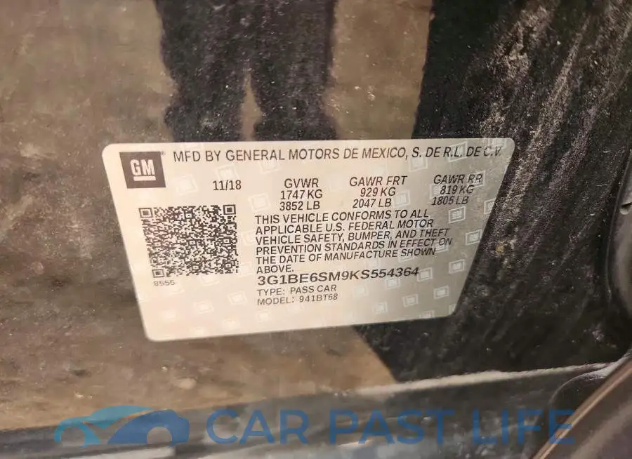 3G1BE6SM9KS554364# 12