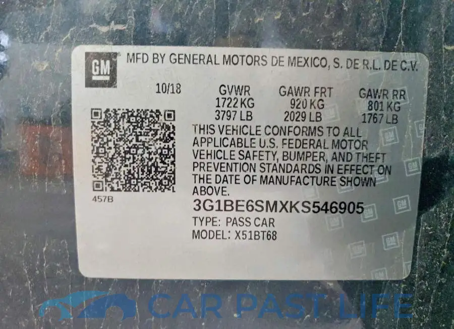 3G1BE6SMXKS546905# 12