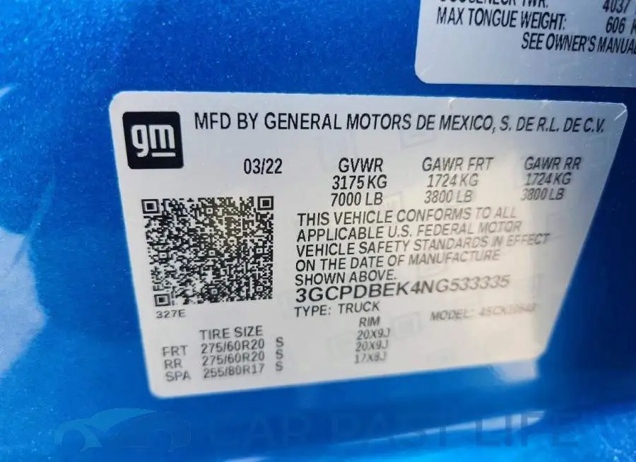 3GCPDBEK4NG533335# 13