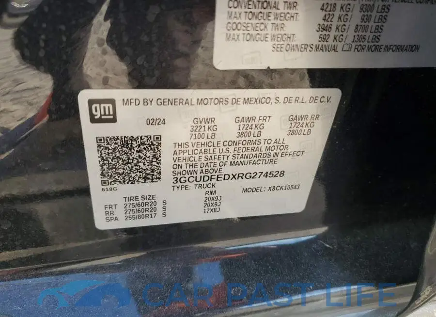 3GCUDFEDXRG274528# 12