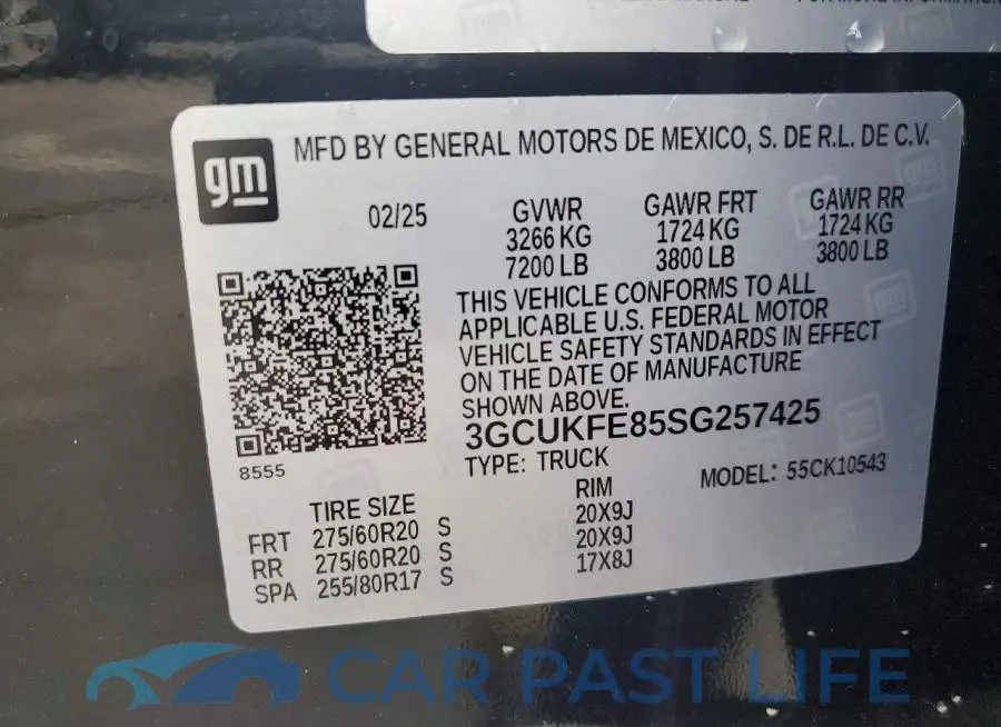 3GCUKFE85SG257425# 12