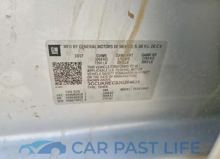 3GCUKREC3JG204615# 12