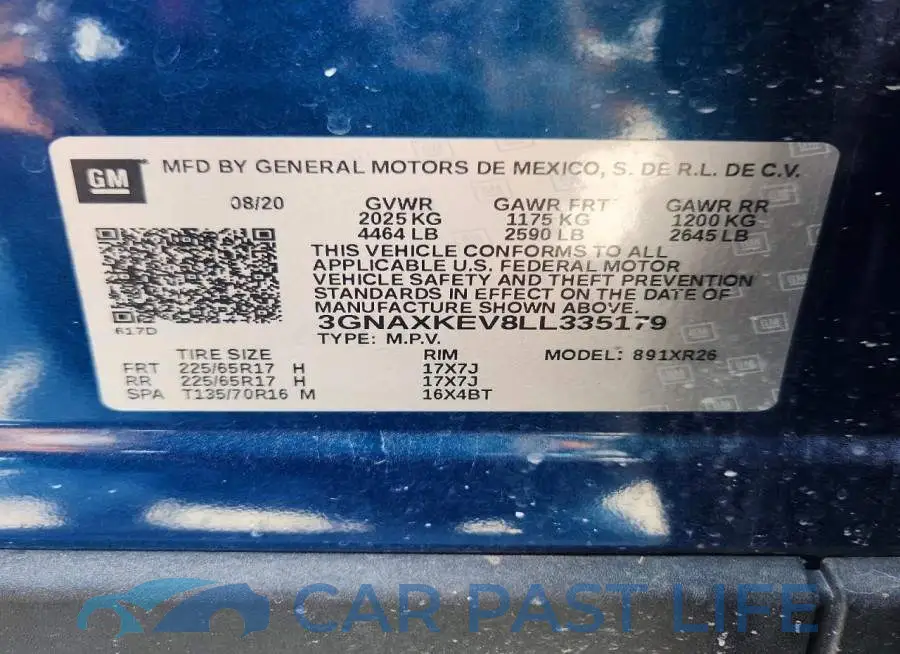 3GNAXKEV8LL335179# 13