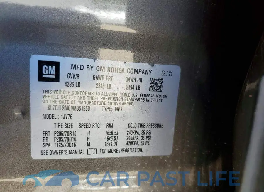 KL7CJLSM0MB361960# 12
