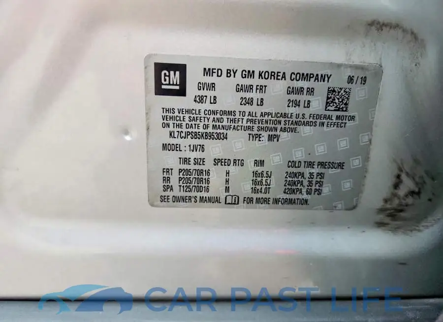 KL7CJPSB5KB953034# 13