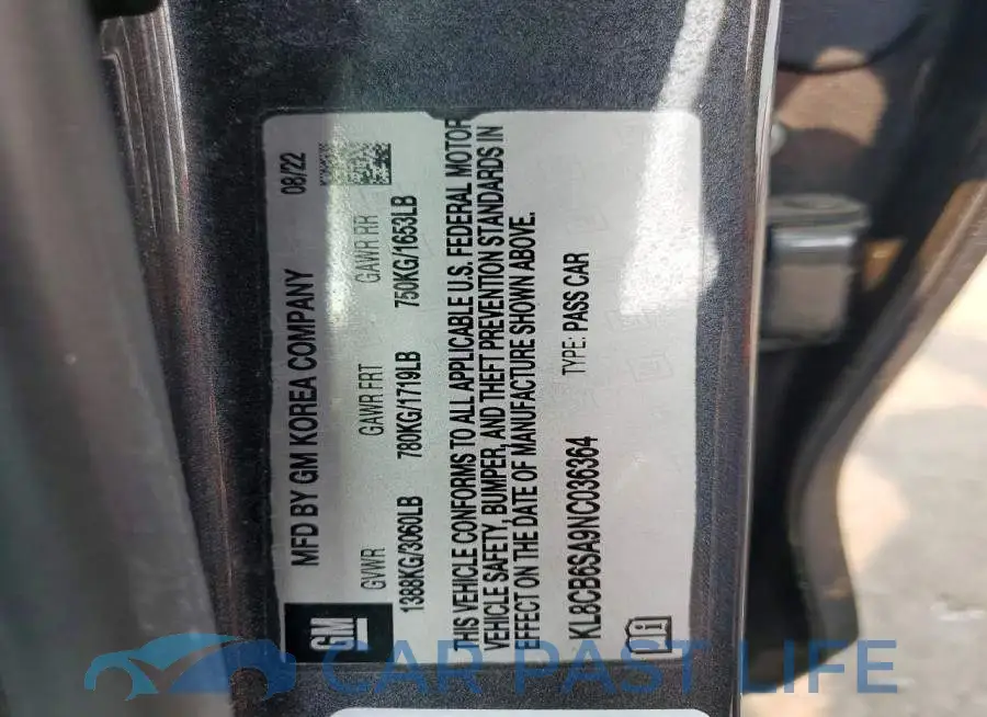 KL8CB6SA9NC036364# 12