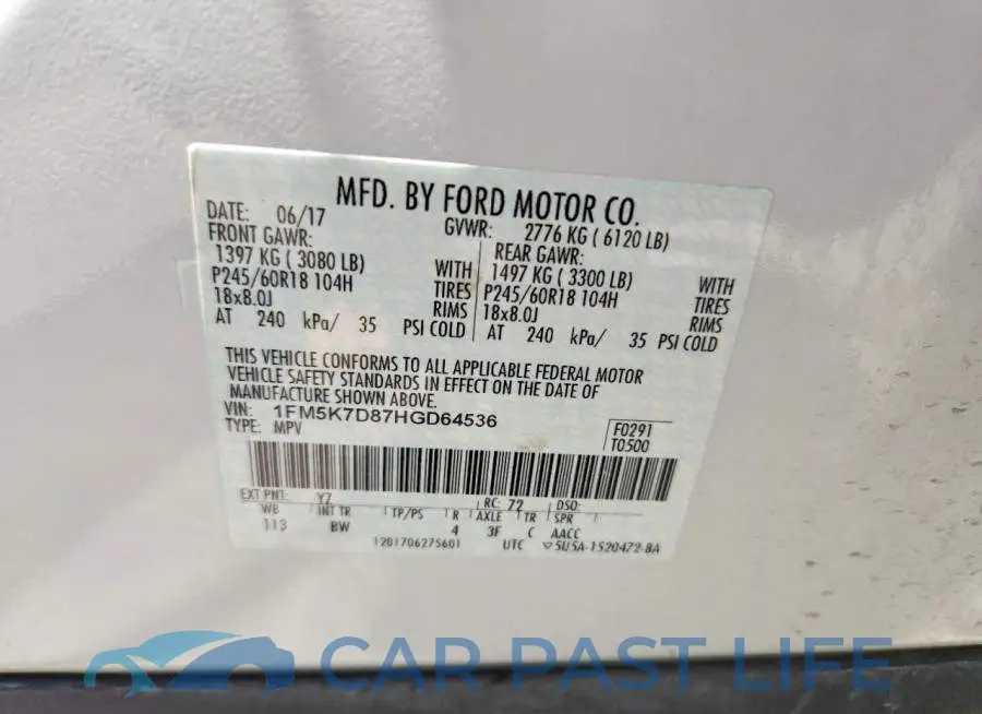1FM5K7D87HGD64536# 13