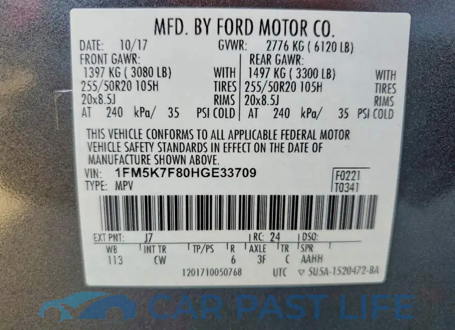 1FM5K7F80HGE33709# 13