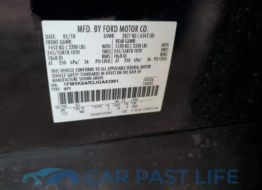 1FM5K8AR2JGA83981# 12