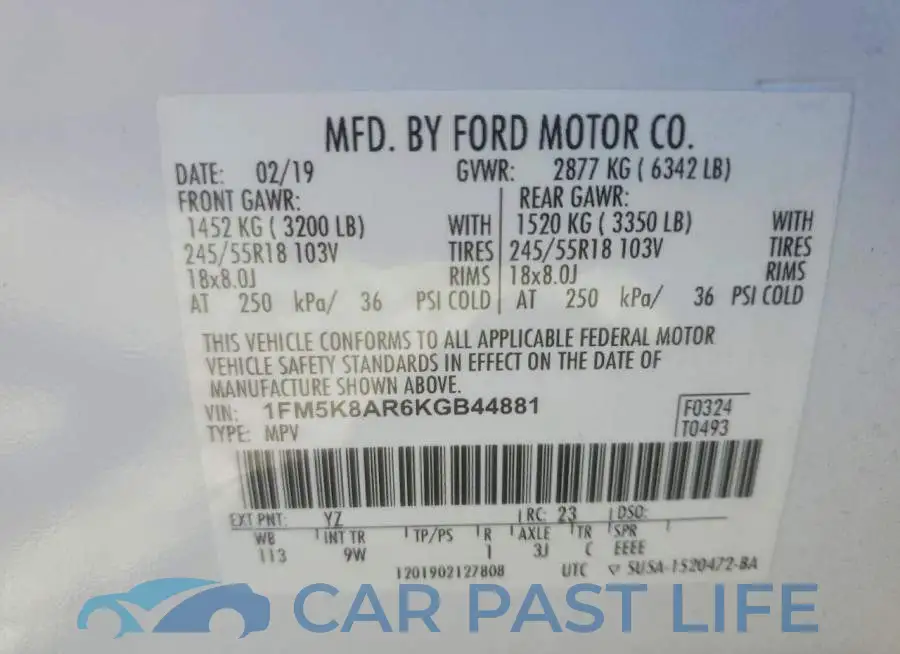 1FM5K8AR6KGB44881# 14