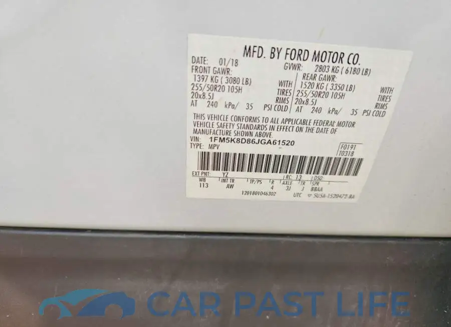 1FM5K8D86JGA61520# 13