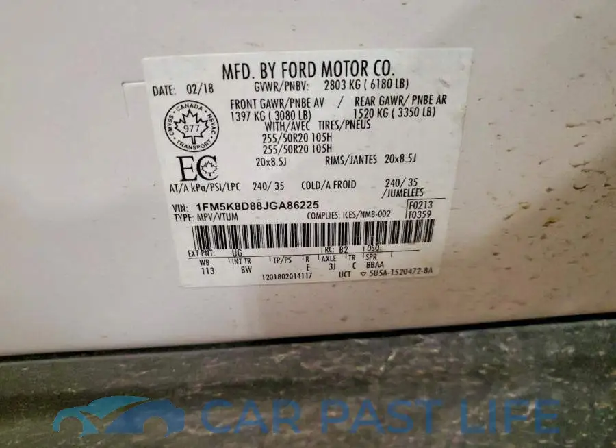 1FM5K8D88JGA86225# 13