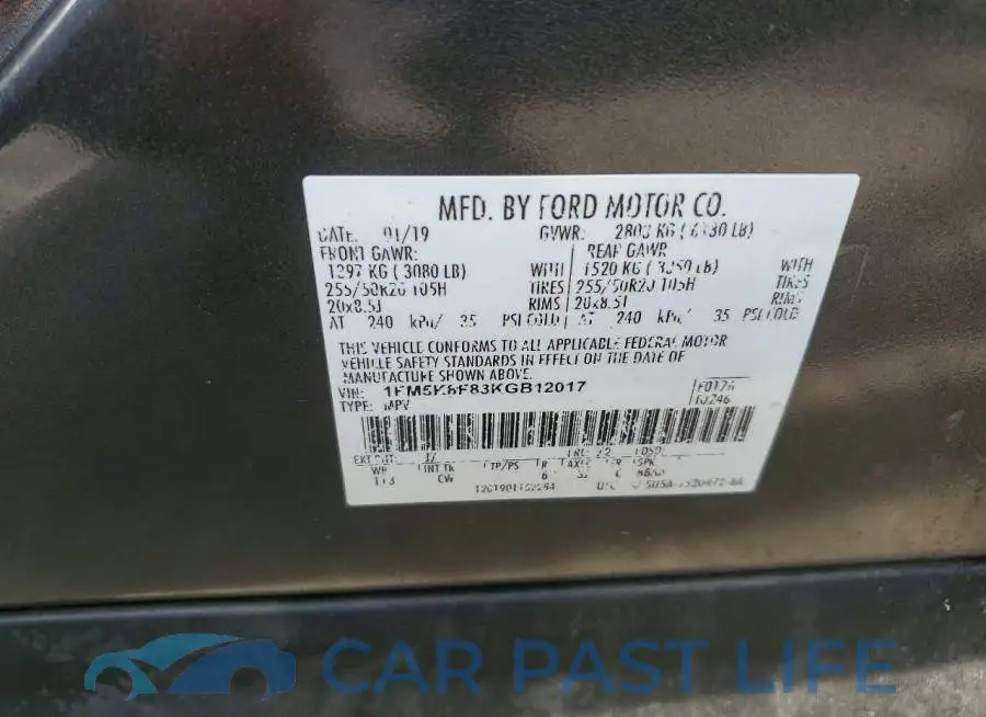 1FM5K8F83KGB12017# 13
