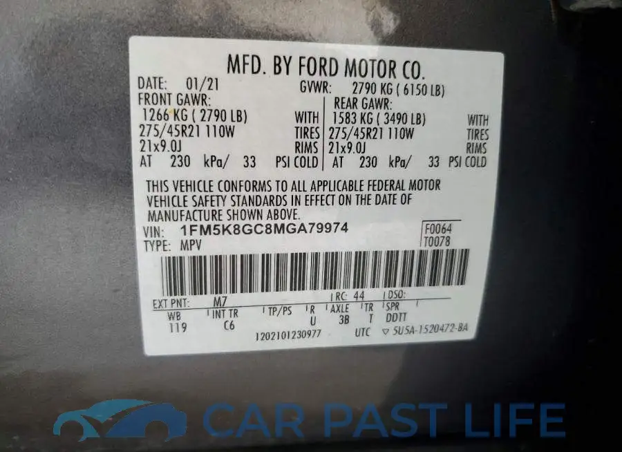 1FM5K8GC8MGA79974# 14