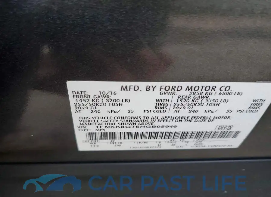 1FM5K8GT6HGB05946# 13