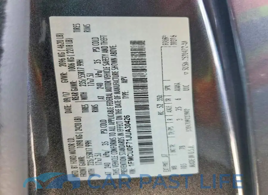 1FMCU0F71JUA30426# 13