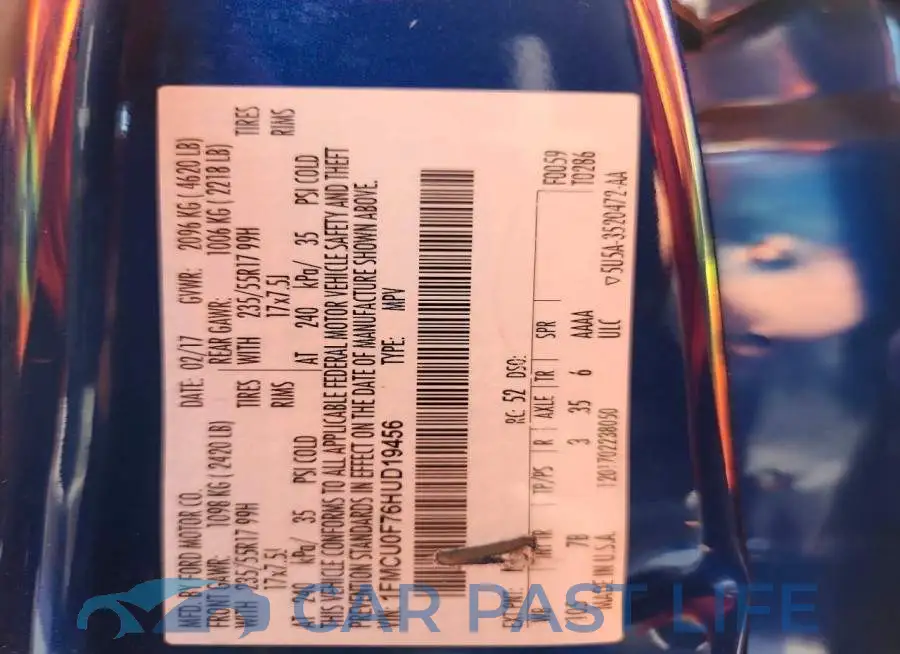 1FMCU0F76HUD19456# 12