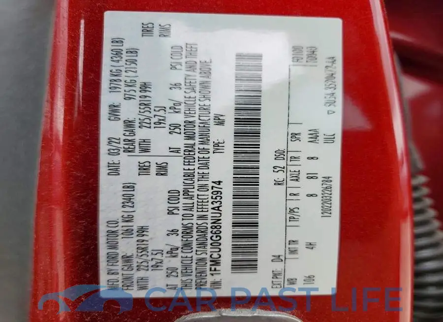 1FMCU0G68NUA35974# 13