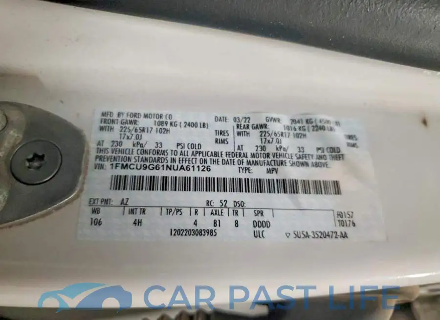 1FMCU9G61NUA61126# 14